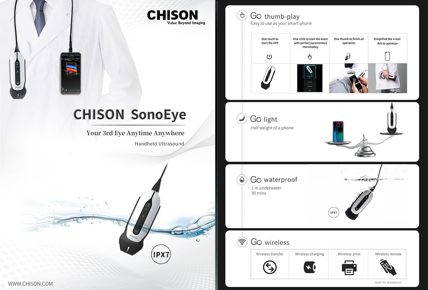 Ecógrafo portátil Chison SonoEye P1 sonda lineal 9MHz + Tablet de